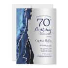 Silver Navy Blue Agate 70th Birthday