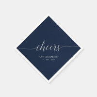 Silver Navy Blue Elegant Stylish Lettering Cheers