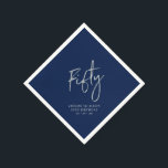 Silver & Navy Blue Fifty 50th Birthday Party Napkins<br><div class="desc">This custom paper napkin will add stylish detail to your special celebration. This 50th birthday napkin design features chic silver lettering "Fifty" with navy blue background. Matching invitations and party supplies are available in my shop BaraBomDesign.</div>