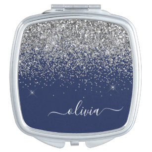 Gymnastics Compact Mirror with Custom Design in Blue & White 