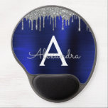 Silver Navy Blue Glitter Brushed Metal Monogram Gel Mouse Pad<br><div class="desc">Silver and Navy Blue Faux Foil Metallic Sparkle Glitter Brushed Metal Monogram Name and Initial Mousepad (Mouse Pad). This makes the perfect sweet 16 birthday,  wedding,  bridal shower,  anniversary,  baby shower or bachelorette party gift for someone that loves glam luxury and chic styles.</div>