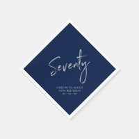 Silver & Navy Blue Seventy 70th Birthday Party