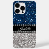 Silver Navy BLue Sparkle Look Bling Personalized Case-Mate iPhone Case (Back)