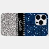 Silver Navy BLue Sparkle Look Bling Personalized Case-Mate iPhone Case (Back (Horizontal))