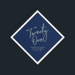 Silver & Navy Blue Twenty One 21st Birthday Party Napkins<br><div class="desc">This custom paper napkin will add stylish detail to your 21st birthday celebration. This design features simple chic silver lettering "Twenty One" with custom text. Matching invitations and party supplies are available in my shop BaraBomDesign.</div>