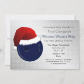 silver navy Corporate holiday Bowling party Invite (Front)