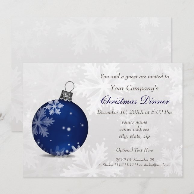 Silver Navy Corporate Holiday party Invitation (Front/Back)