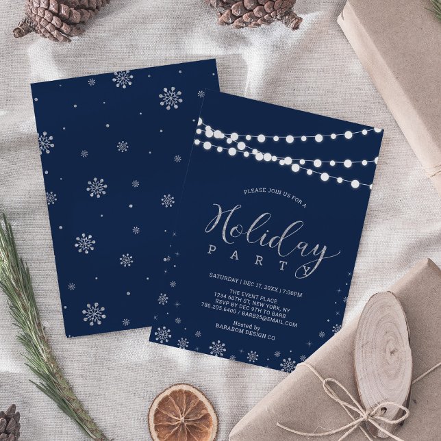 Silver & Navy | Modern Corporate Holiday Party Invitation (Creator Uploaded)