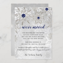 Silver Navy Snowflakes We've Moved Holiday Cards