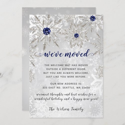 Silver Navy Snowflakes Weve Moved Holiday Cards
