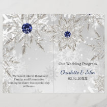 silver navy snowflakes winter wedding program