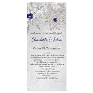 silver navy snowflakes winter wedding programs