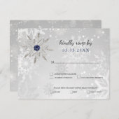 silver navy snowflakes winter wedding rsvp (Front/Back)