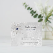 silver navy snowflakes winter wedding rsvp (Standing Front)