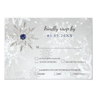 silver navy snowflakes winter wedding rsvp card