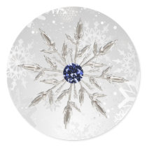 silver navy snowflakes winter wedding stickers