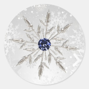 silver navy snowflakes winter wedding stickers