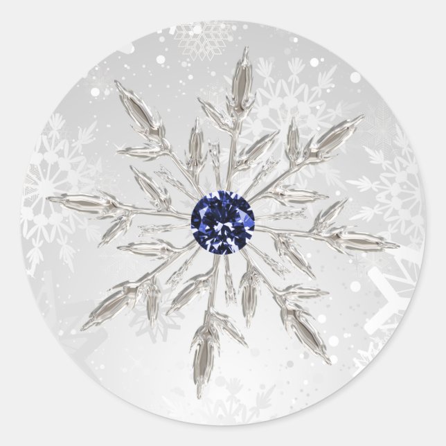 silver navy snowflakes winter wedding stickers (Front)