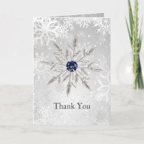 silver navy snowflakes winter wedding Thank You