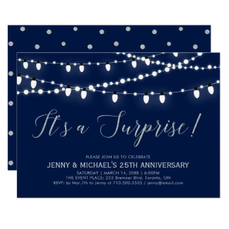 Silver & Navy | Surprise 25th Wedding Anniversary Card