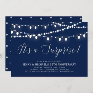 Silver & Navy | Surprise 25th Wedding Anniversary Invitation