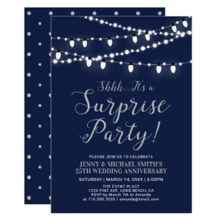 Silver & Navy | Surprise 25th Wedding Anniversary Invitation