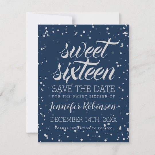 Silver Birthday Save Date Glitter Confetti Black Save The Date