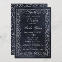 Silver Navy Winter Forest Foliage Bridal Shower  Invitation