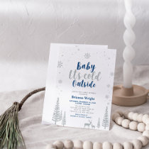 Silver & Navy Winter Wonderland Boy Baby Shower Invitation