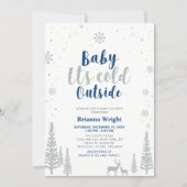 Silver & Navy Winter Wonderland Boy Baby Shower Invitation (Front)