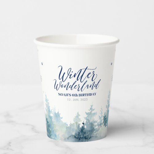 Silver   Navy Winter Wonderland Kids Birthday  Paper Cups