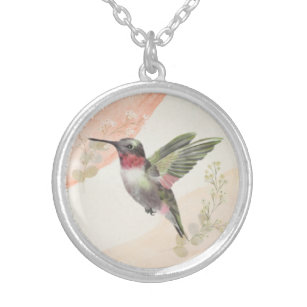 Silver Necklace Hummingbird Designed