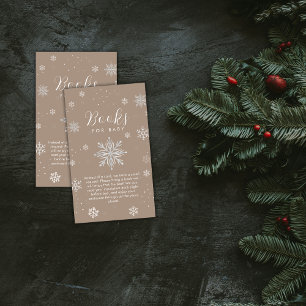 Silver Neutral Magical Snowflake Books Baby Shower Enclosure Card