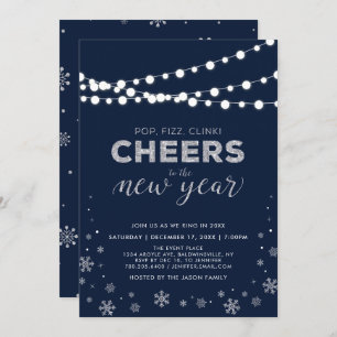 Silver New Years Eve Party, Company Holiday Party Invitation