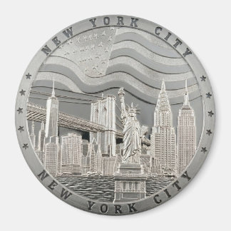 Silver New York City Manhattan Bridge Souvenir Magnet