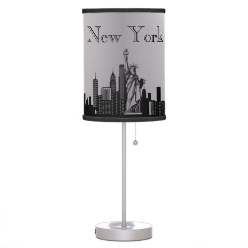 Silver New York City Skyline Silhouette Lamp