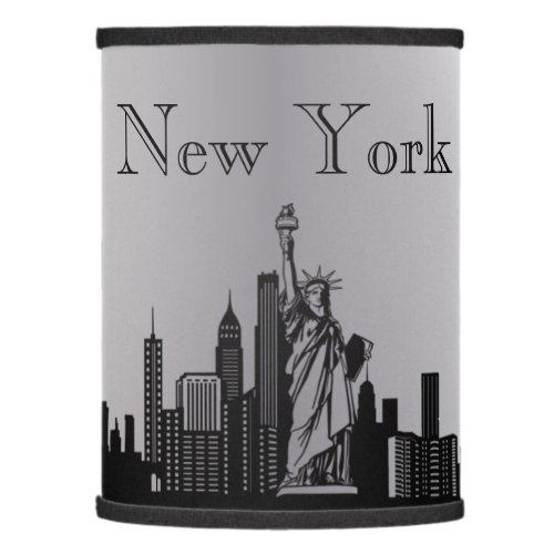 Silver New York City Skyline Silhouette Lamp Shade