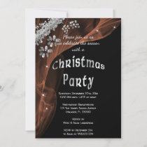 Silver Nuggets & Brown Smoke Veil Christmas Invitation