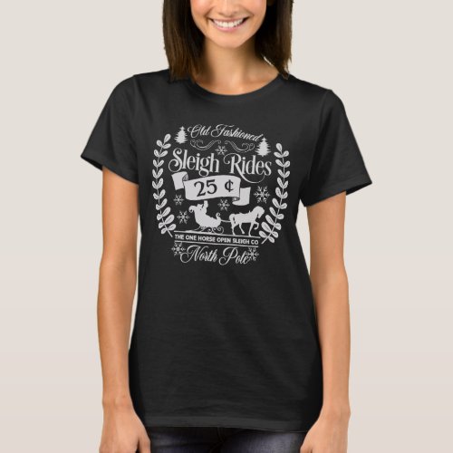 Silver Old Fashioned Sleigh Rides Retro Christmas T_Shirt