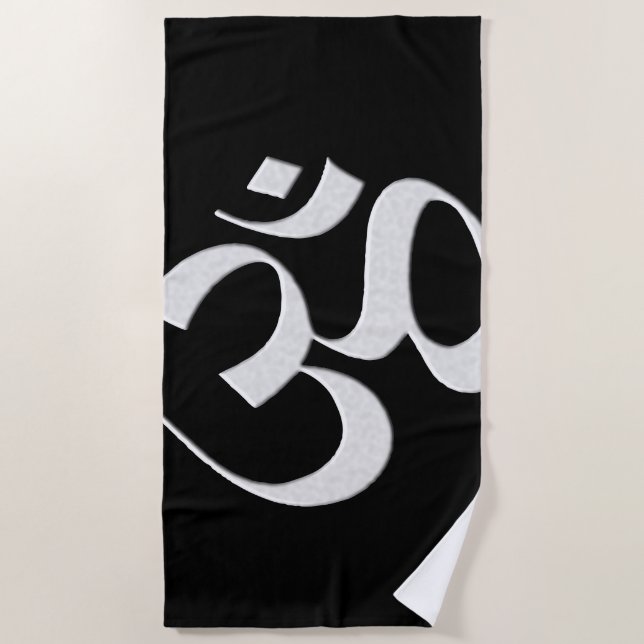 Silver Om  Beach Towel (Front)