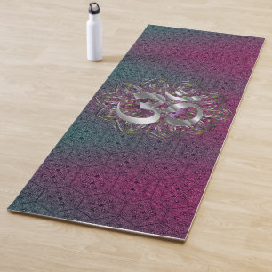Silver OM Hexagonal Mandala Yoga Mat