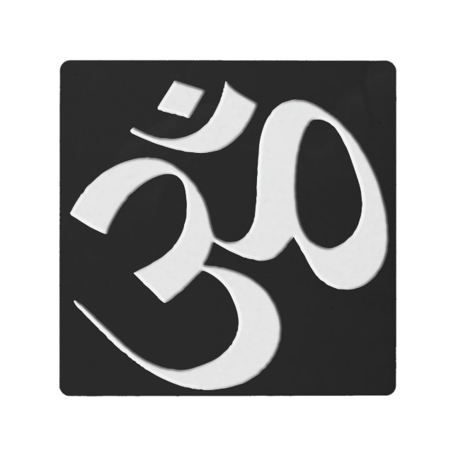 Silver Om  Metal Print (Front)