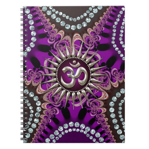 Silver Om Purple Eastern Sparkle Notebook