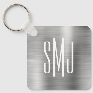 Silver Ombre Foil Three Letter Monogram Keychain