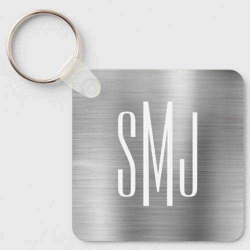 Silver Ombre Foil Three Letter Monogram Keychain
