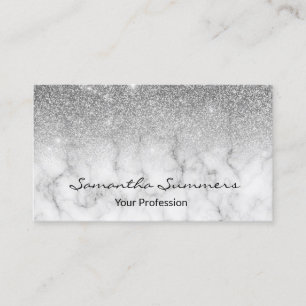 Silver Ombre Glitter Marble Customize Glitter Business Card