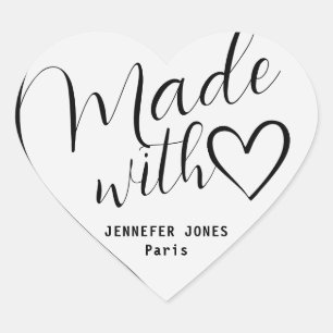 Silver Ombre Made with Love Calligraphy Lettering Heart Sticker