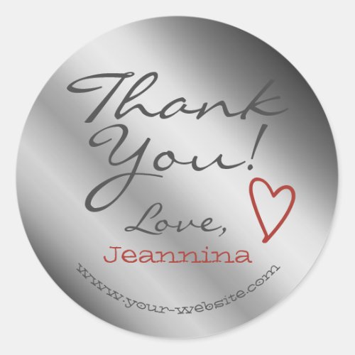 Silver Ombre Thank You Labels Heart Symbol Name