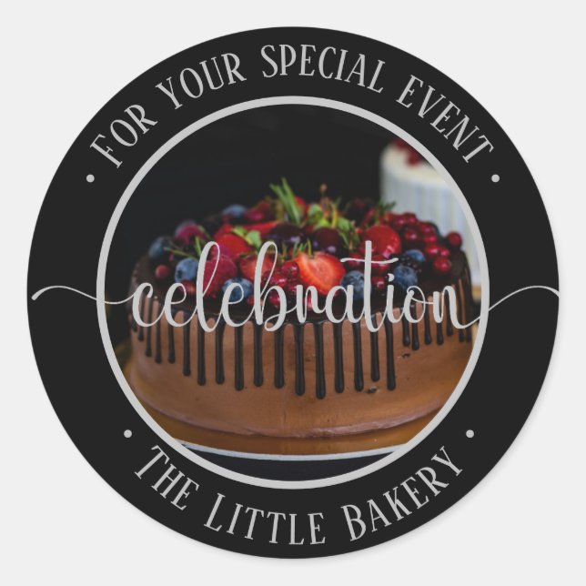 Silver on black Celebration Your special event  Classic Round Sticker (Front)