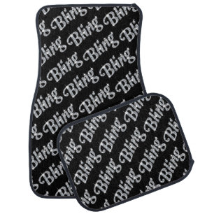 Silver on black diamond sparkle bling pattern Car Mat